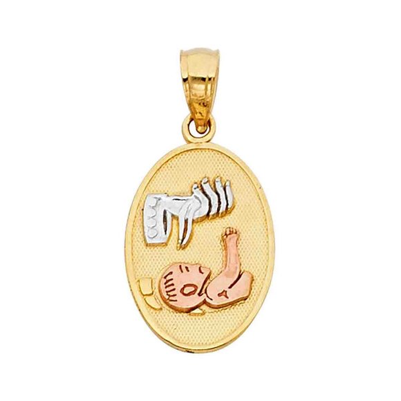 14K Tri Color Gold Religious Pendant